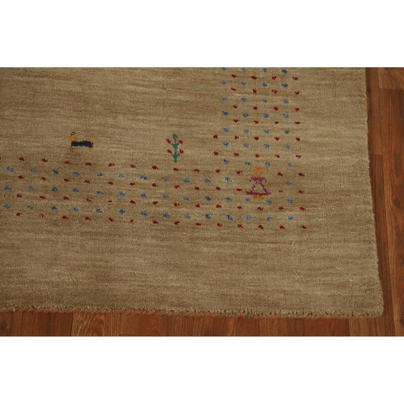 Hand Knotted Oriental 100% Wool Carpet Tribal Tribal Brown Gabbeh Area Rug - 7' 8'' X 4' 11''