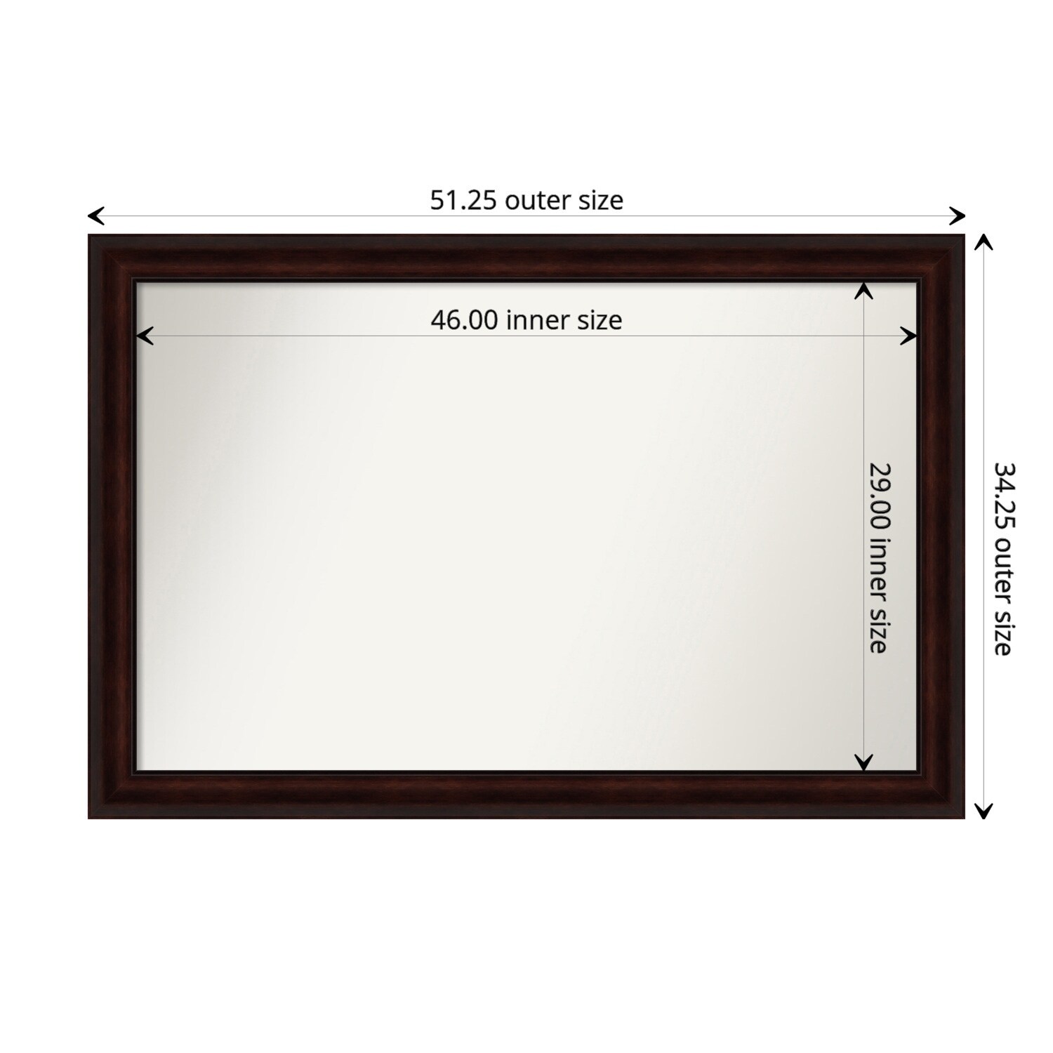 Coffee Bean Brown Framed Non-Beveled Custom Wall Mirror, Bathroom Vanity Mirror
