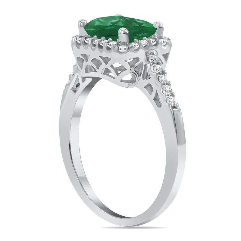 Marquee Jewels 2 1/2 Carat TW Emerald Cut Emerald Diamond Ring in 10K White Gold