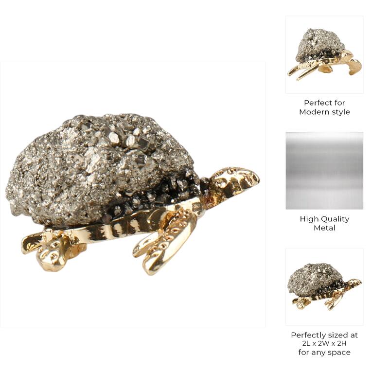 Metal Decorative Object Turtle Figurine Textured Shell - 2" Silver - 2" x 2" x 2"