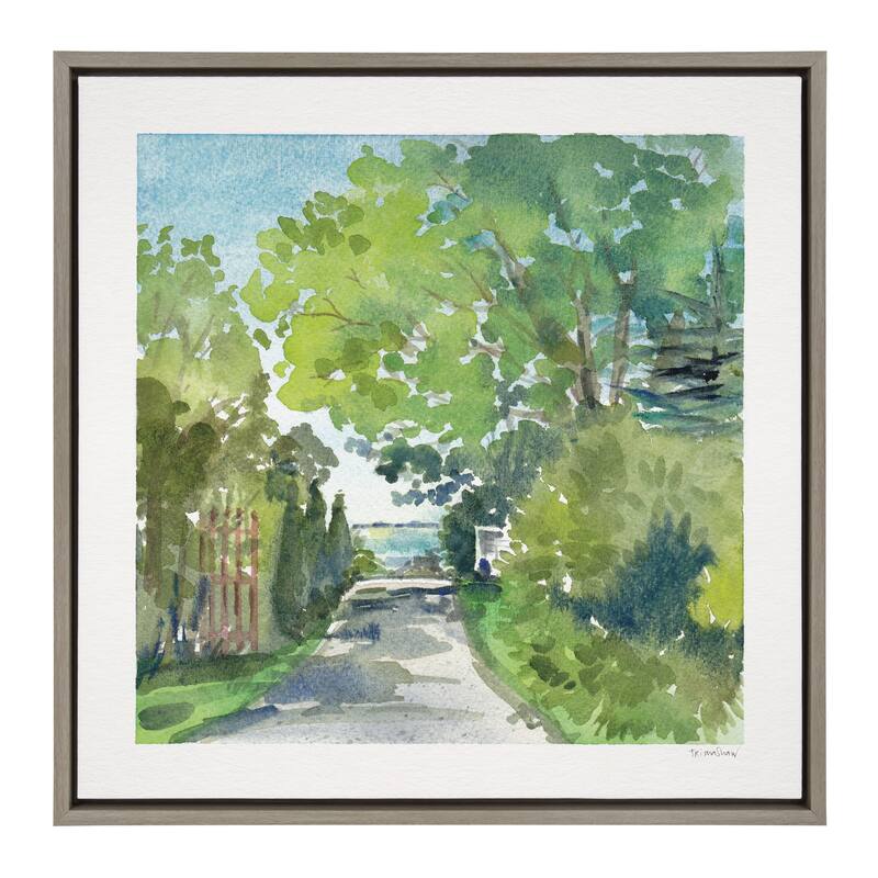 Kate and Laurel Sylvie The Lane and Sea Framed Canvas by Patricia Shaw