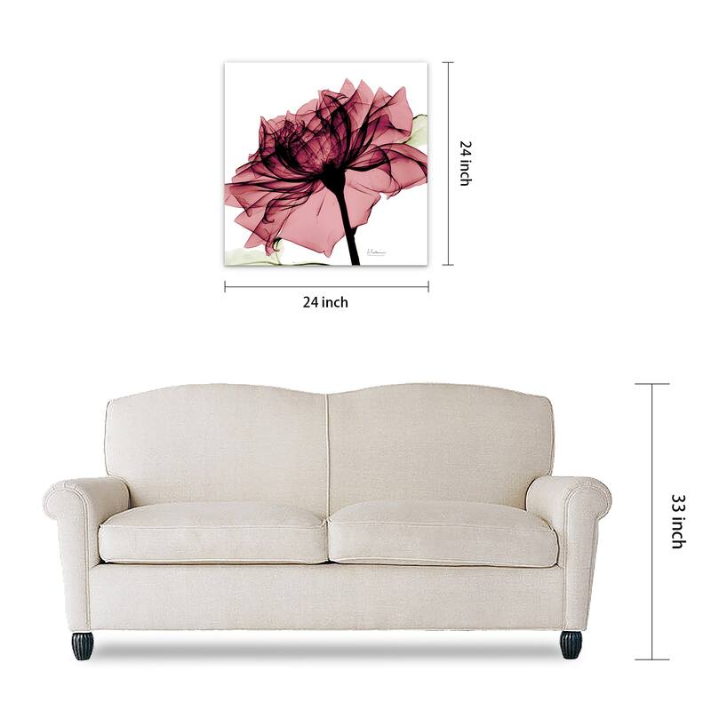 "Chianti Rose I" Rose Flower Wall Art on Frameless Free Floating Tempered Glass Panel - Pink