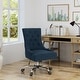 preview thumbnail 12 of 29, 360° Rotating Home Office Chair, Adjustable Height Ergonomic Chair, Upholstered Desk Stool with Metal Base and Wheels - N/A Navy Blue