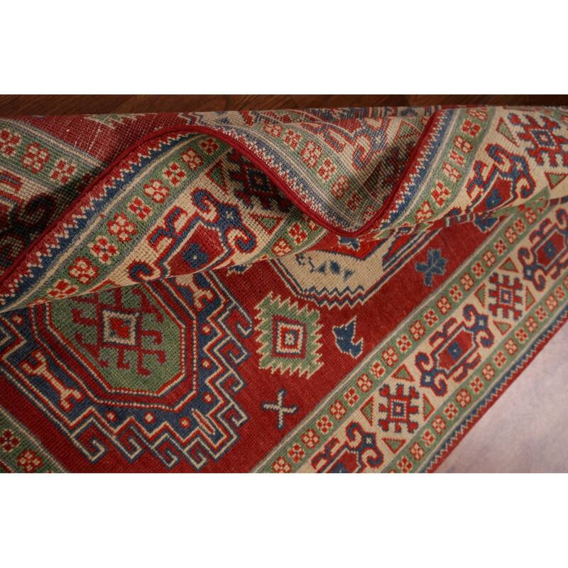 Kazak Foyer Rug Hand-Knotted Wool Carpet - 3'3" x 4'6"
