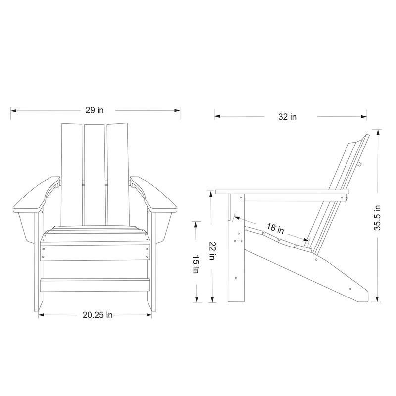 Hampton All Weather Poly Lumber Outdoor Modern Adirondack Chair and Table Set