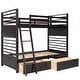 preview thumbnail 17 of 26, Twin Over Twin Wood Bunk Bed with Storage Drawers and Headboard
