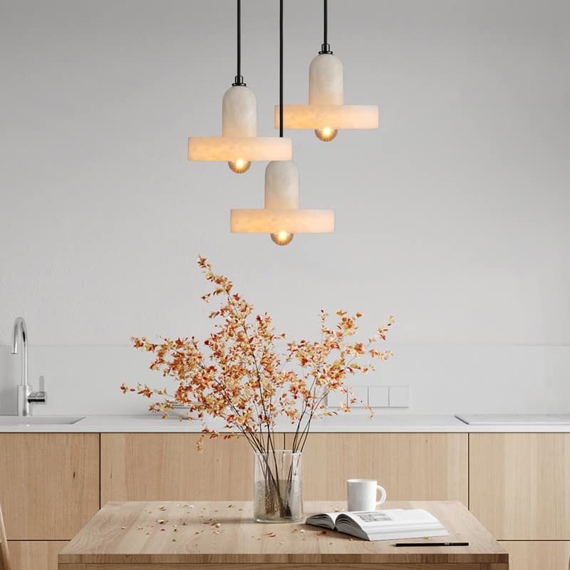 Alabaster Pendant Light for 7.9" Spanish Marble Shade Hanging Light Fixture