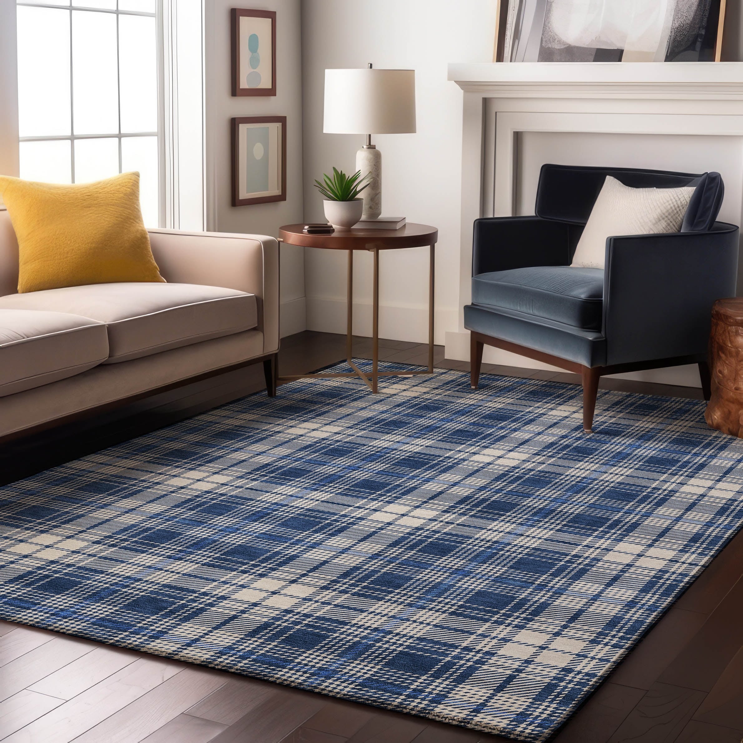Premium Washable Super Soft Farmhouse Plaid Mayfield Rug