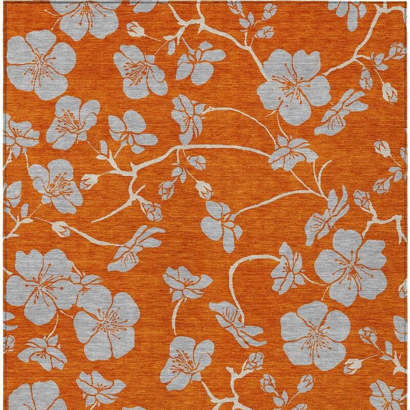 HomeRoots Floral Transitional Rectangle Outdoor Rug