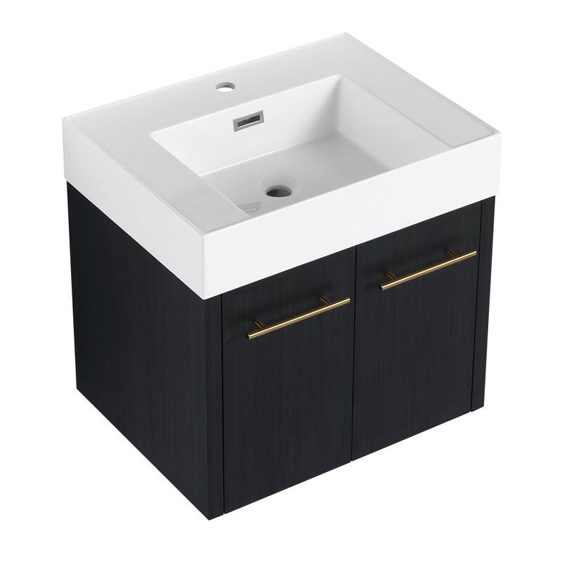 GDFStudio - Blair Wall-Mounted Bathroom Vanity with Thick-Edge Resin Sink