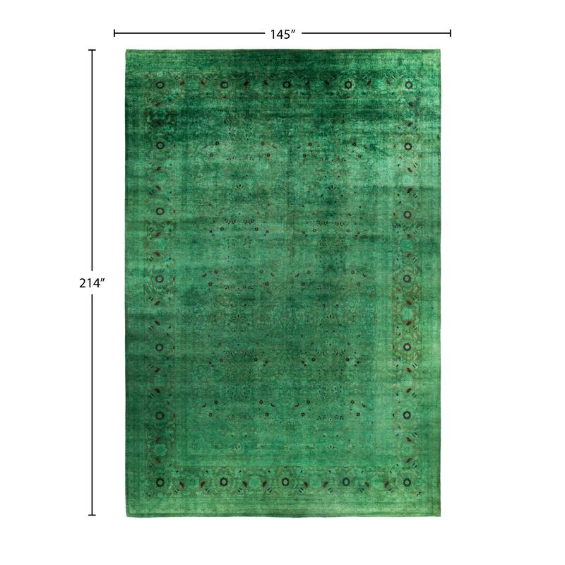 Overdyed One-of-a-Kind Hand-Knotted Area Rug - Green - 12' 1" x 17' 10"