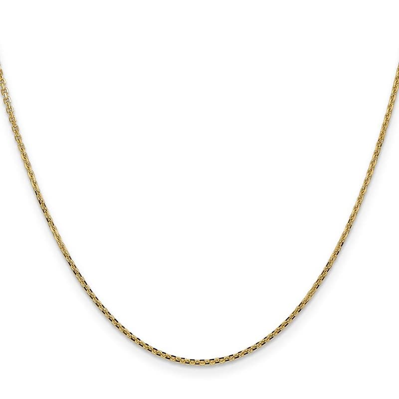 Curata 14k Yellow Gold Solid 1.3mm Diamond-cut Cable Chain Necklace (Lobster) Options: 16 18 20 22 24 26