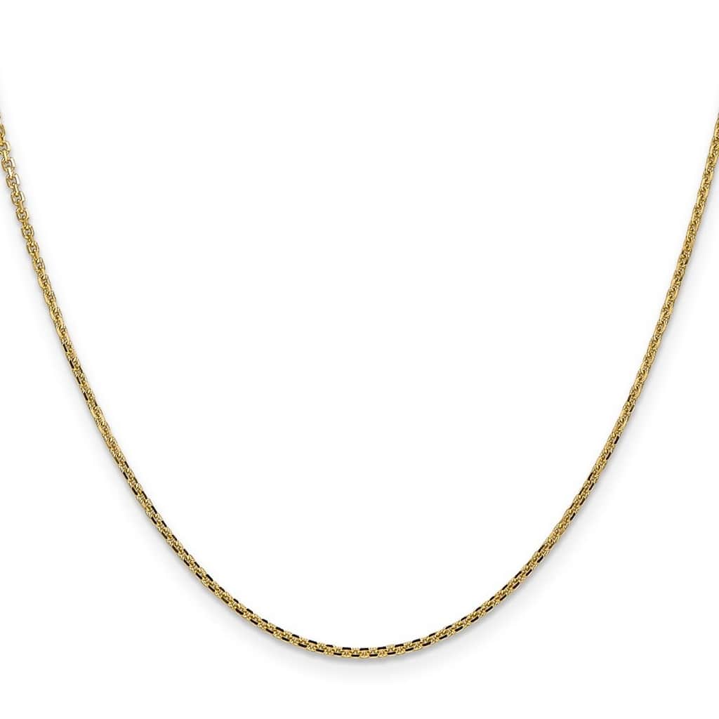 Curata 14k Yellow Gold Solid 1.3mm Diamond-cut Cable Chain Necklace (Lobster) Options: 16 18 20 22 24 26