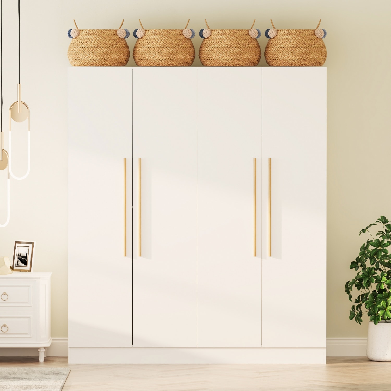 Timechee Large Armoire Wardrobe Closet Cabinet 4 Doors