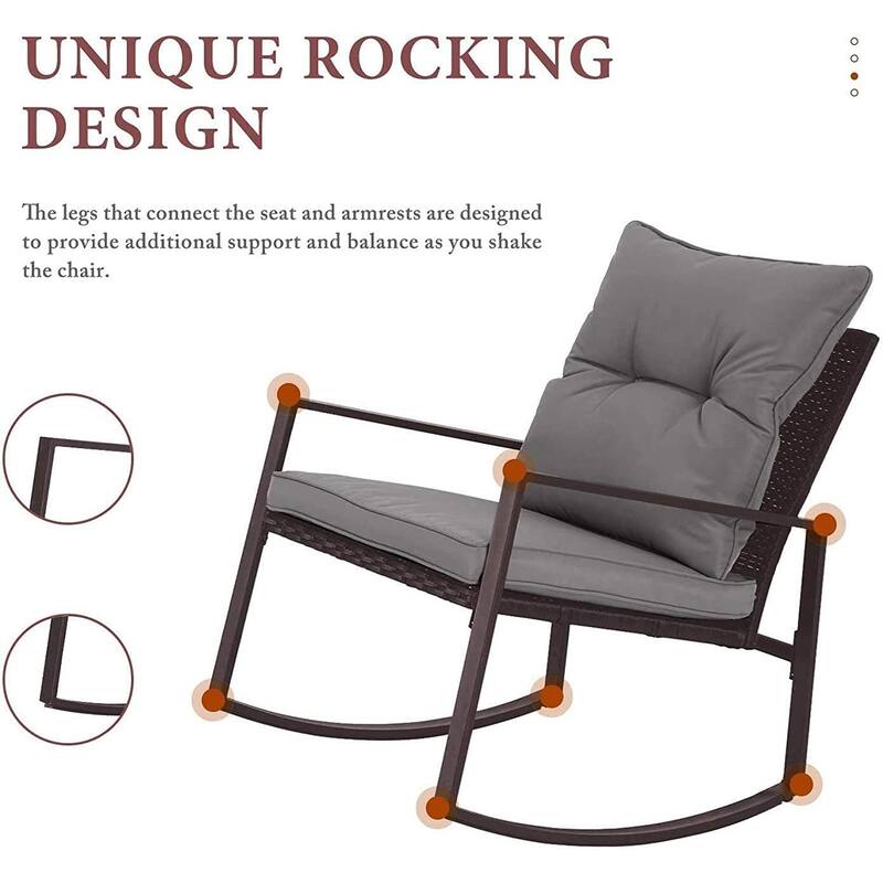 Pheap Outdoor Patio 3-piece Black/Brown Wicker Rocking Bistro Set by Havenside Home