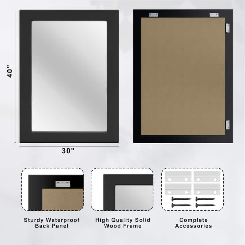 Farmhouse Style Wooden Square Mirror, Pastoral Style in The Bathroom