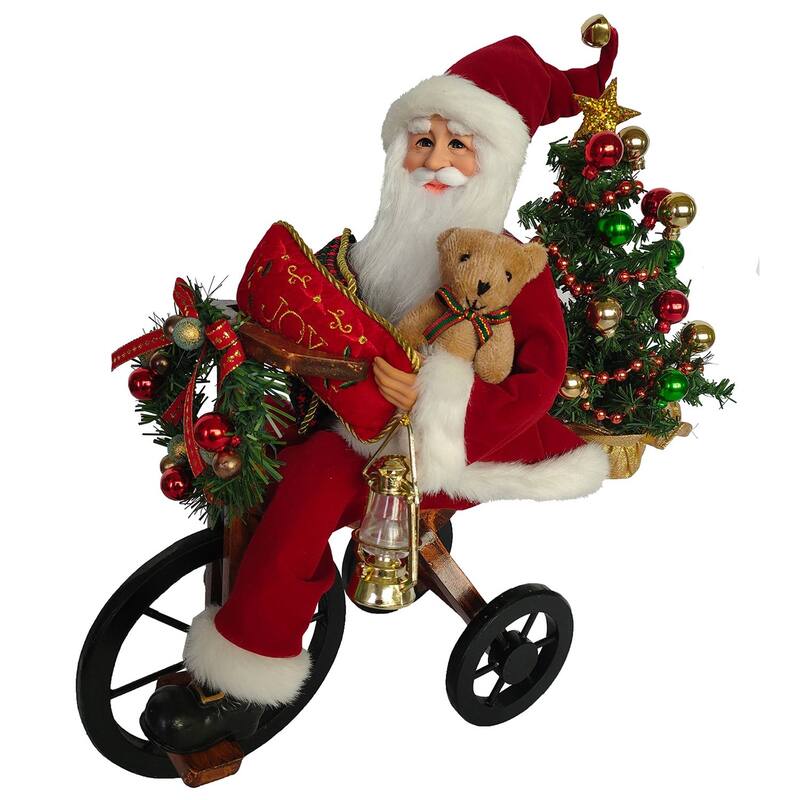 17" Cycling Santa Claus Christmas Figurine