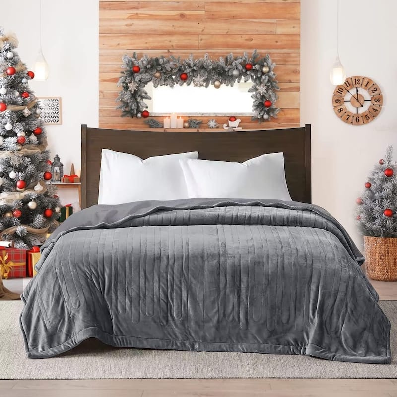 Royalcraft Double-Layer Flannel Heated Blanket with Dual Controllers