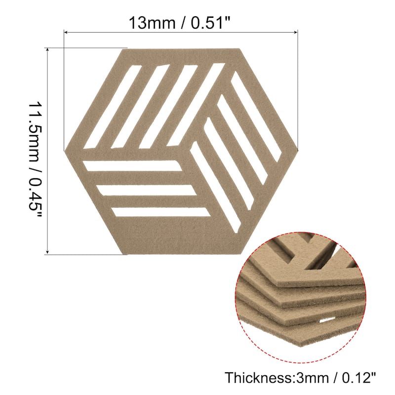 Felt Coasters, Hexagon Mat Pad Coaster for Drink Cup Pot Bowl Vase