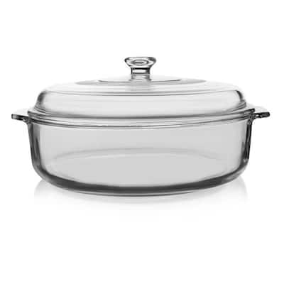 3.2-Quart Round Glass Casserole Dish with Lid Oven Microwave Freezer Safe