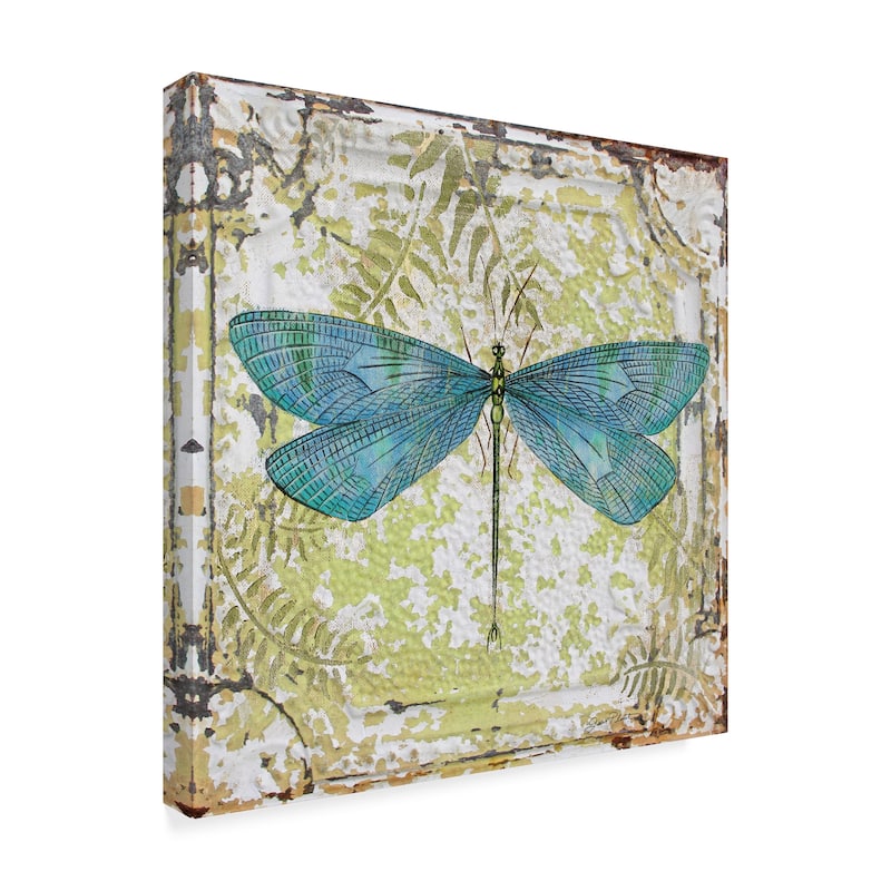 Jean Plout 'Dragonfly On Tin Tile 2' Canvas Art