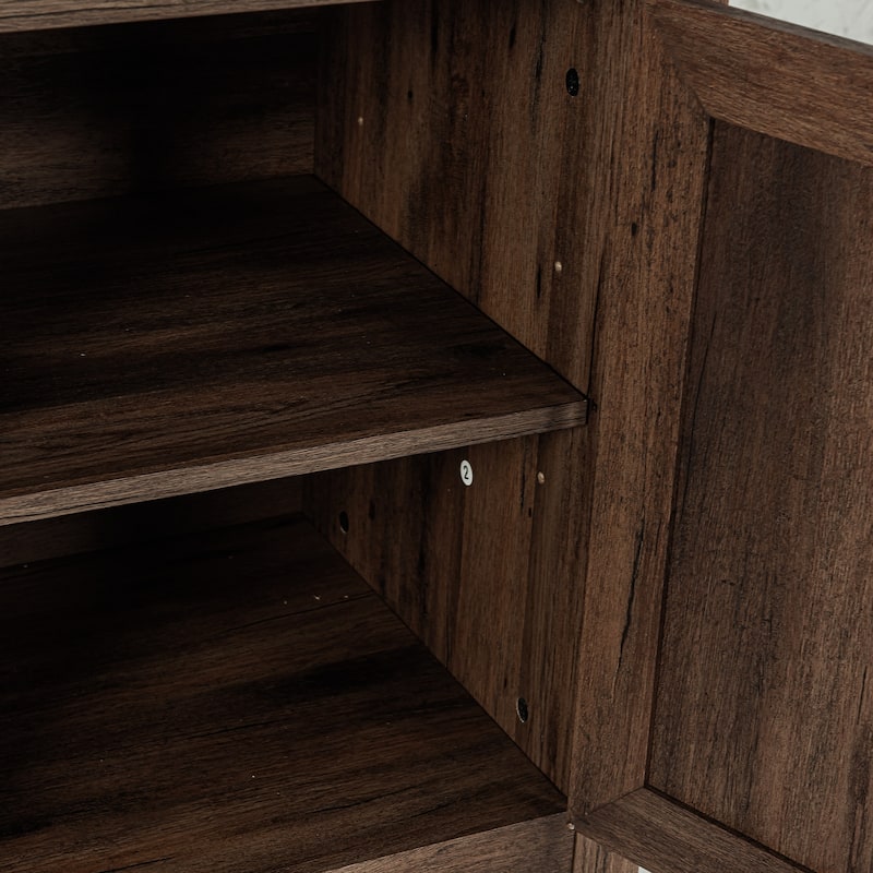 58-Inch Farmhouse Electric Fireplace TV Stand with Storage Cabinets and Adjustable Shelves