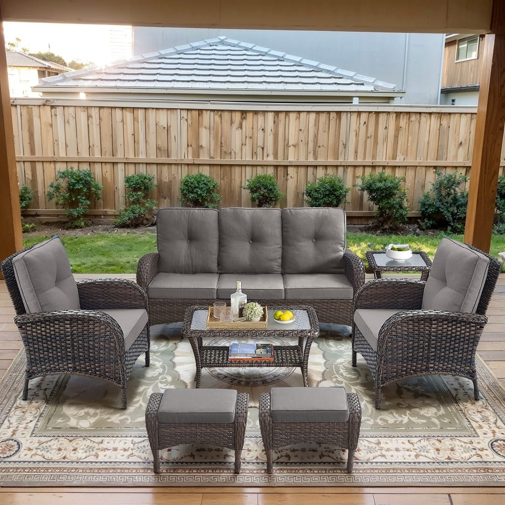 Gymojoy Outdoor Wicker Patio Furniture Sofa & Chair Set - Luxurious Comfort, Weather-Resistant