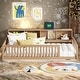 preview thumbnail 2 of 10, Brown Wood Twin XL Size Daybed with USB Ports and Storage Shelves, Box Spring Not Required