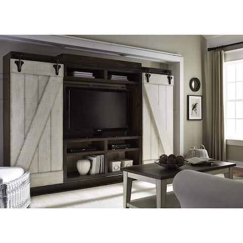 Lancaster Weathered Bark and White Entertainment Center with Piers