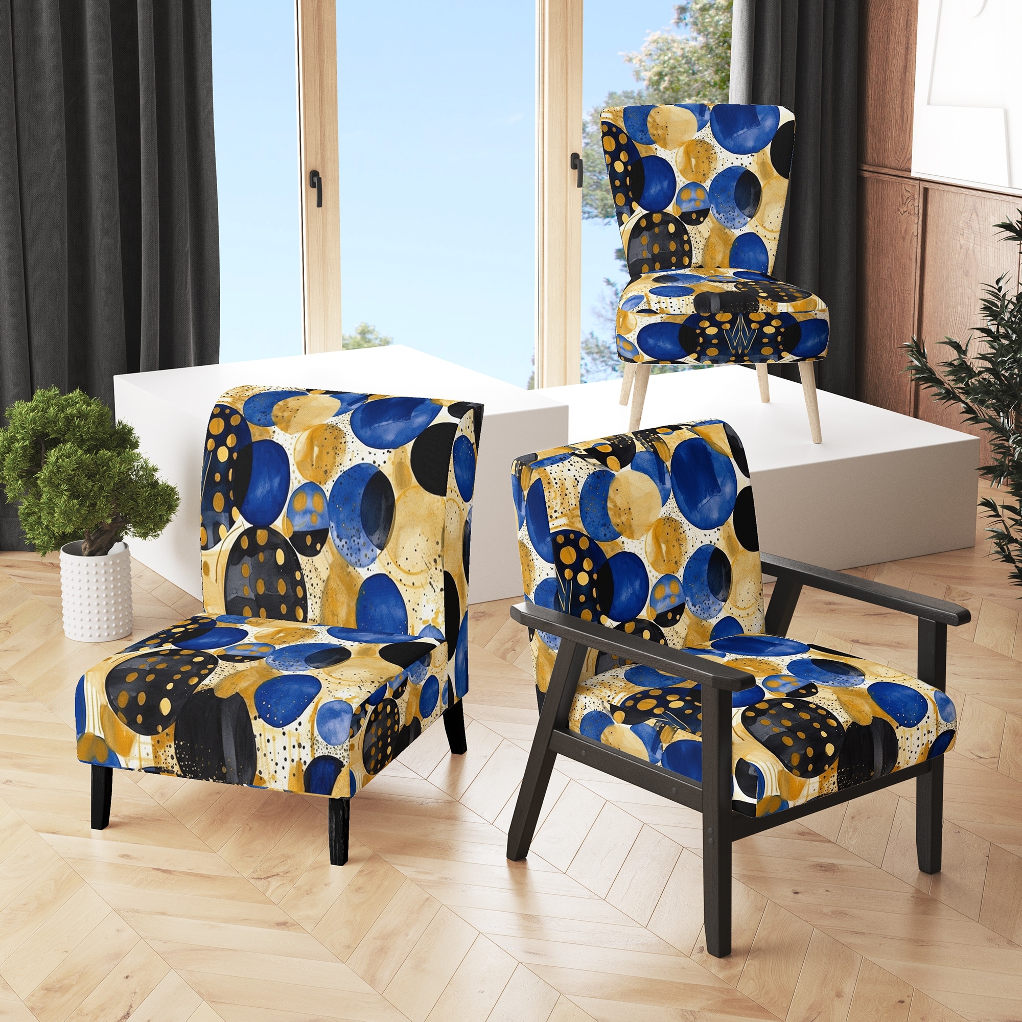 Upholstered Chairs Blue Pattern Accent Chair Martha Stewart Anna