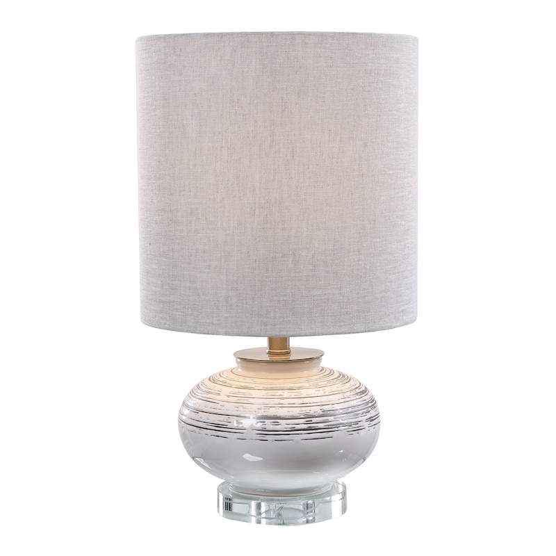 Crystal Foot Ceramic Table Lamp with Tall Shade - 22.5" - White