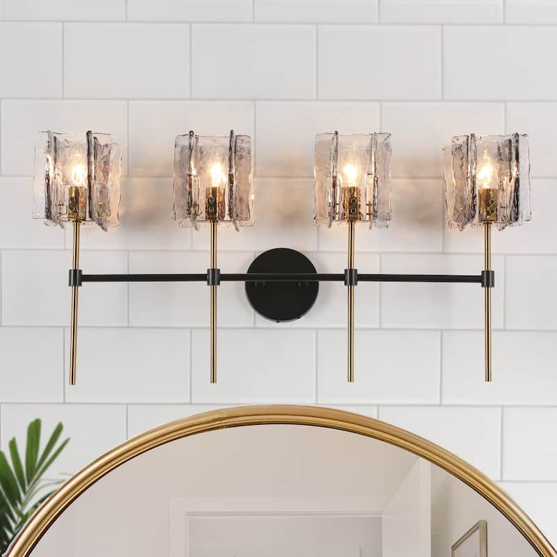 Kasy Modern 4-Light Bathroom Vanity Lights Smokey Grey Glass Wall Sconces