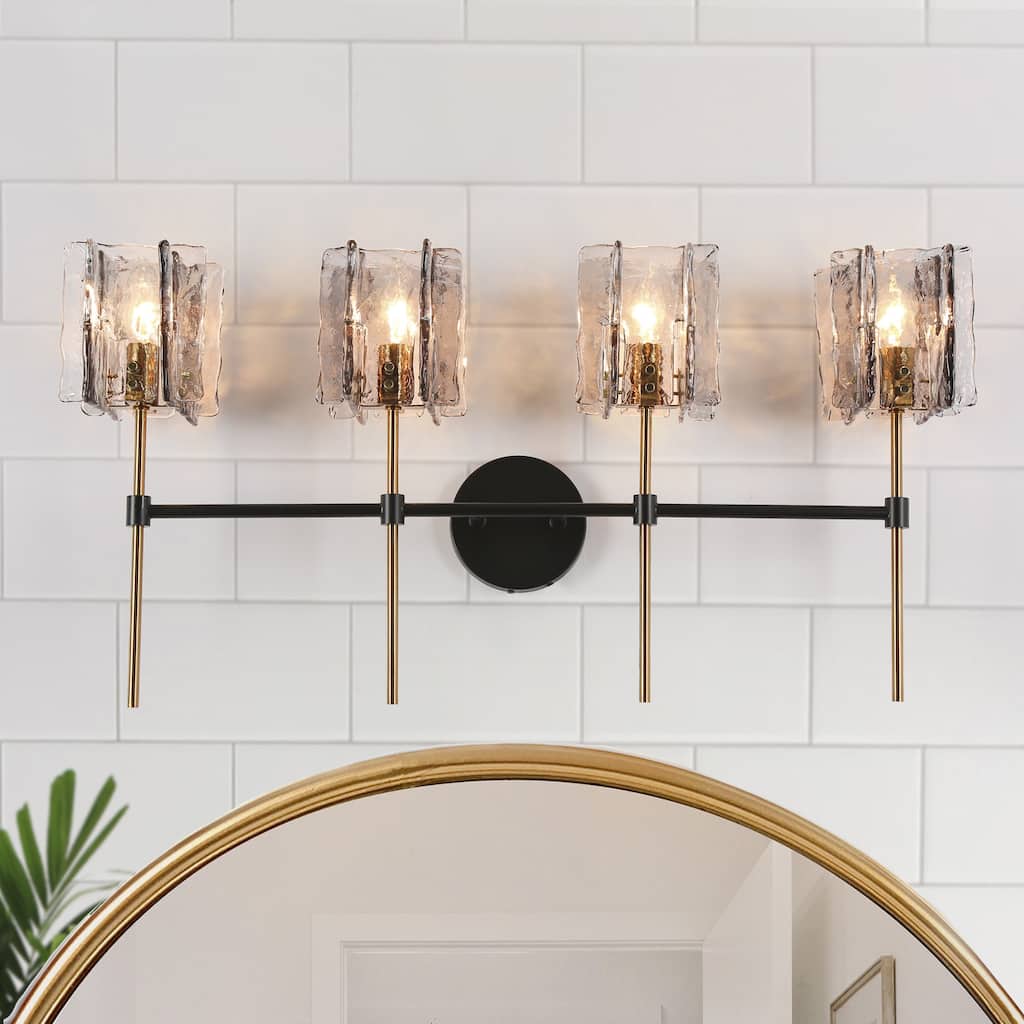 Kasy Modern 4-Light Bathroom Vanity Lights Smokey Grey Glass Wall Sconces