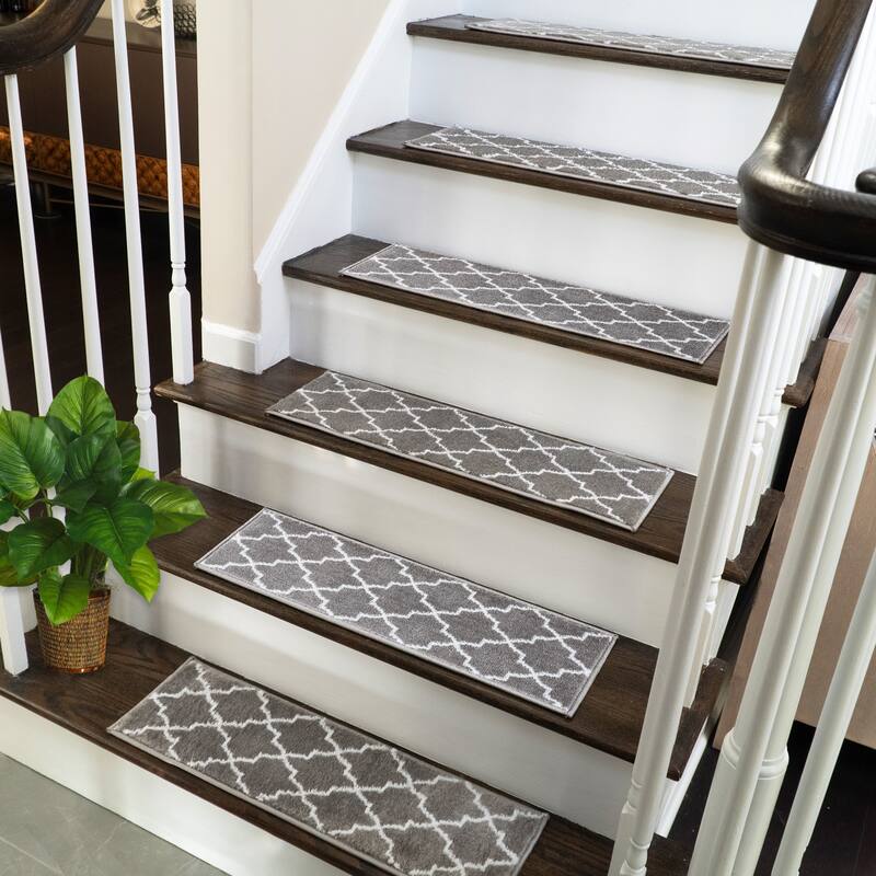 SUSSEXHOME Geometric Stair Treads with Easy to Install Double Adhesive Tape 9" x 28"