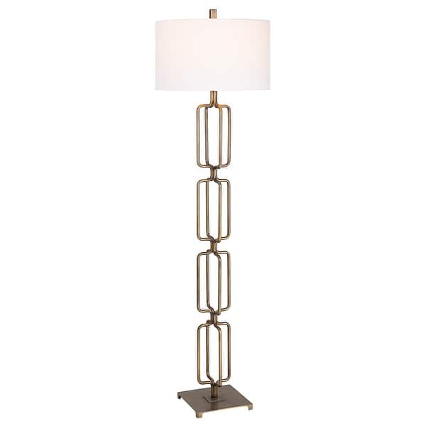 slide 2 of 7, Uttermost Link Brushed Gold Floor Lamp - 19"W x 67"H x 19"D Antique Gold