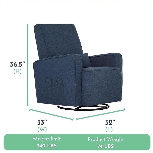 dimension image slide 0 of 4, Evolur Holland Upholstered Plush Seating Glider Swivel