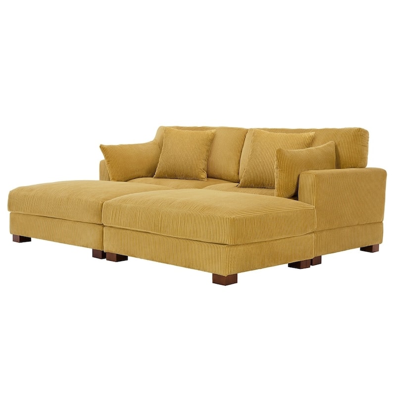 Modern Corduroy Modular Couch Sectional Sofa With Pillows