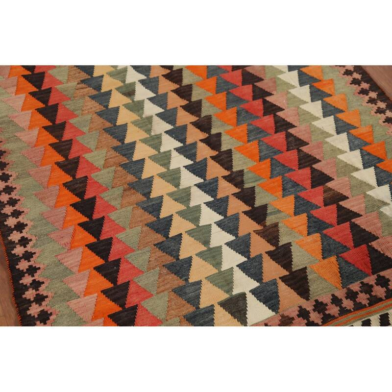 Kilim Qashqai Persian Vintage Rug Hand-Woven Tribal Wool Carpet - 3'10"x 6'8"