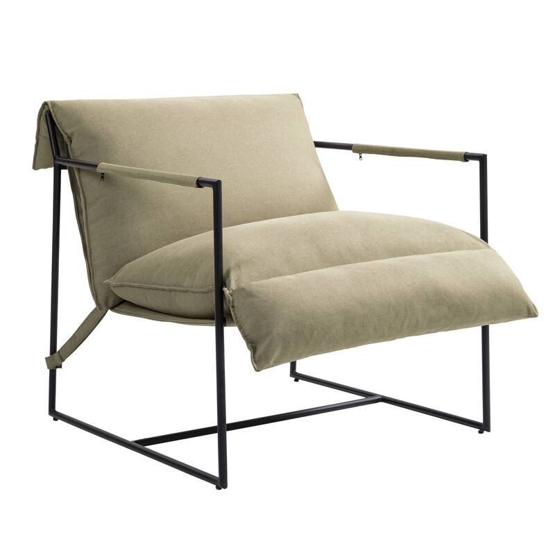 Fabric Armchair Metal Framed Sling Accent Chair