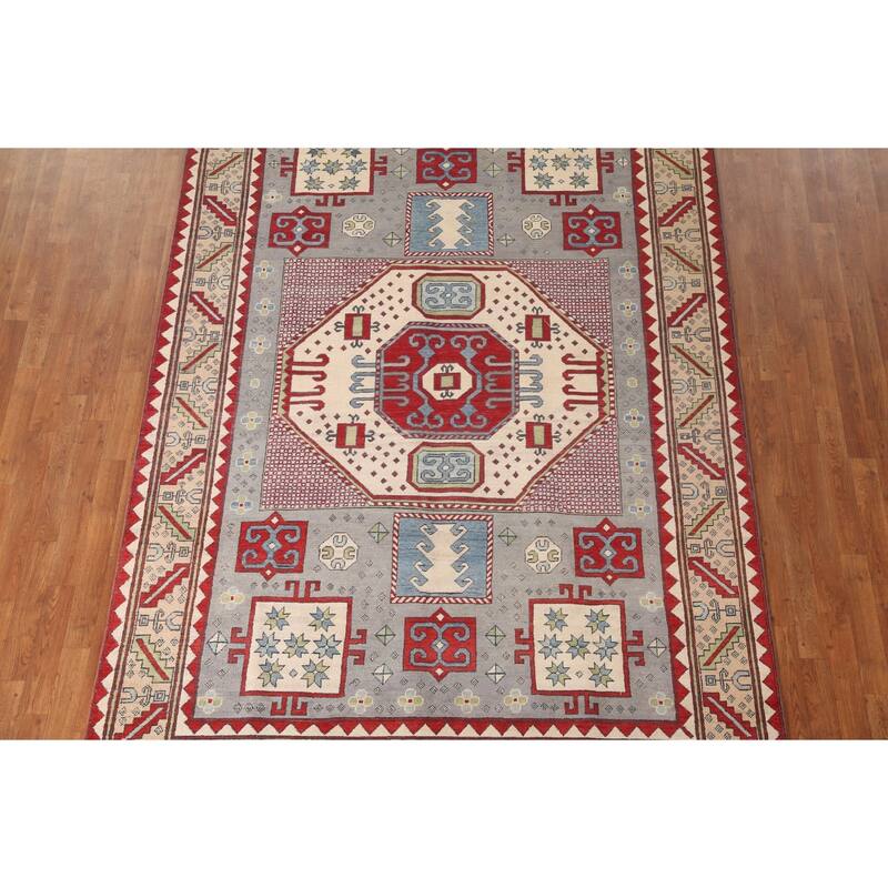 Kazak Oriental Area Rug Handmade Wool Carpet - 6'8" x 10'2"