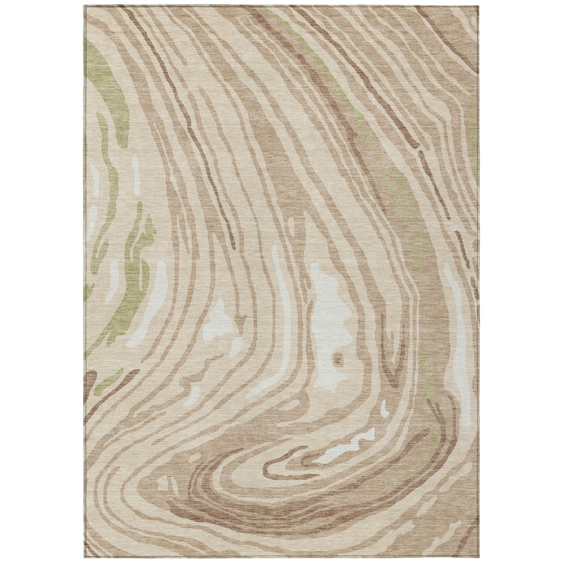Machine Washable Indoor/ Outdoor Abstract Brushstrokes Chantille Rug