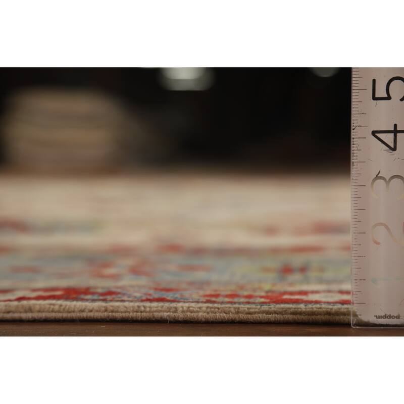 Hand Knotted Oriental 100% Wool Carpet Traditional Geometric Beige & Ivories Kazak Area Rug - 11' 11'' X 8' 10''