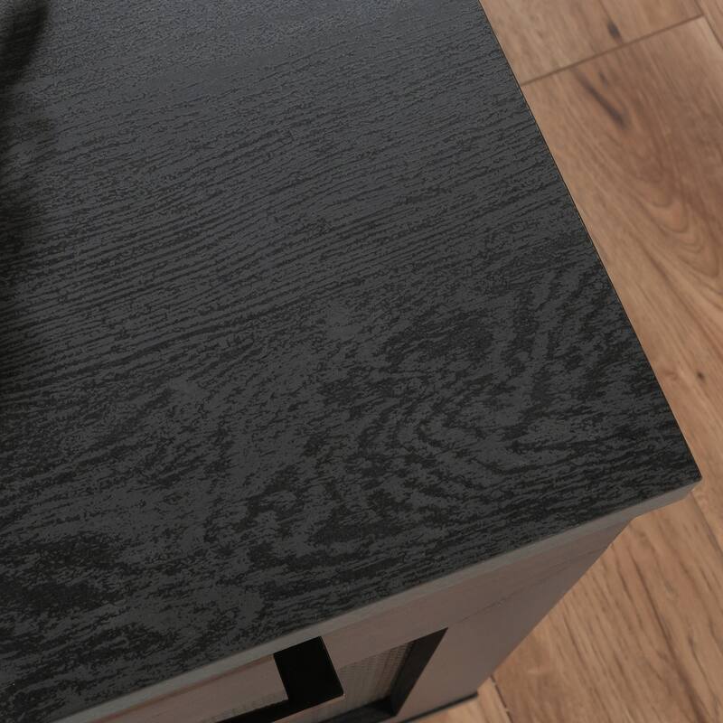 Engineered Wood Coastal Desk with Two Storages, Black