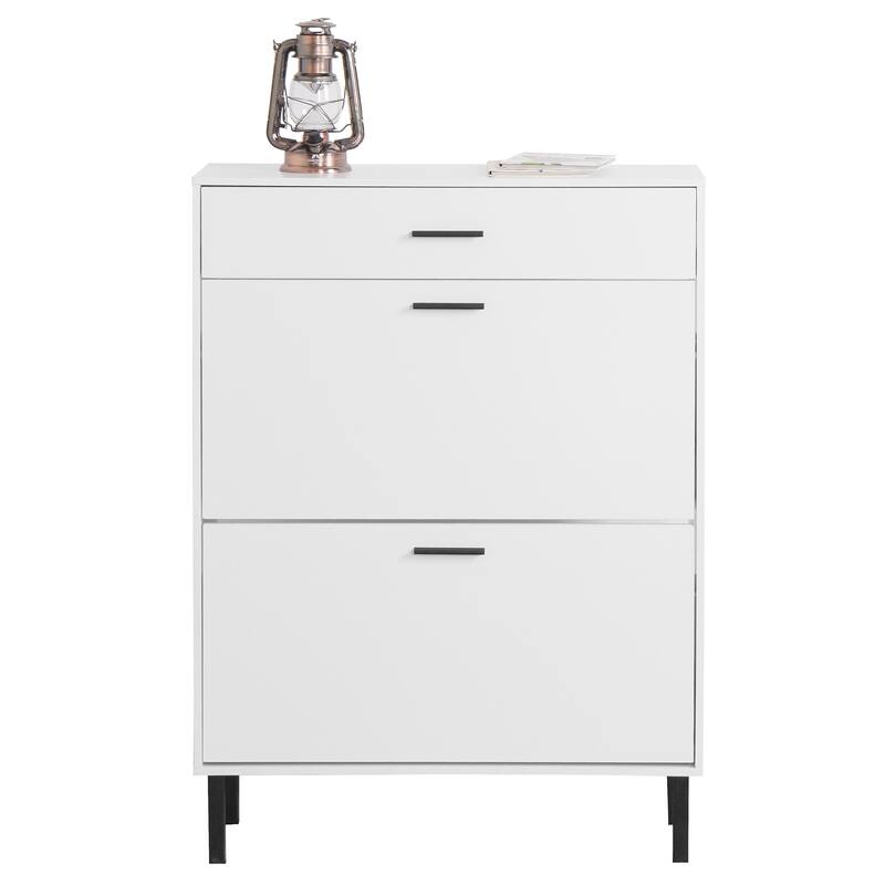 Shoe Storage Rack Storage Cabinet with Adjustable Flip Drawers, Metal Legs, and Space-Saving Design for Hallway, Entryway