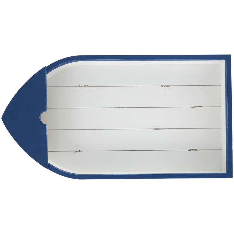 Wood Boat Shaped Tray Top Accent Table with Oar Inspired Legs - White - Roche River Decor
