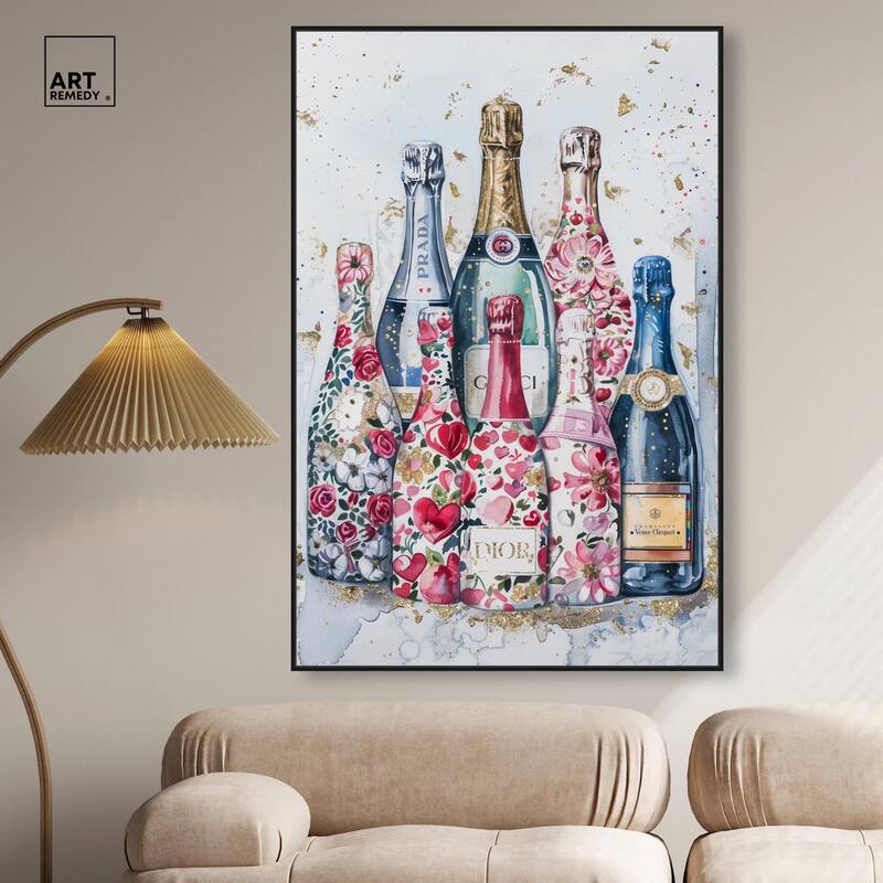 Intricate Floral Champagne Canvas by Art Remedy