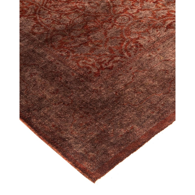 Overton Hand Knotted Wool Vintage Inspired Modern Contemporary Overdyed Brown Area Rug - 4' 1" x 6' 3"