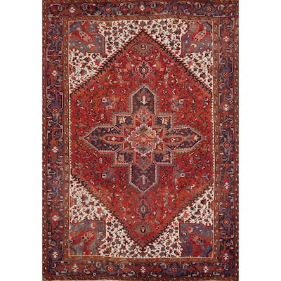 Hand Knotted Oriental 100% Wool Carpet Traditional Medallion Red Heriz Area Rug - 11' 0'' X 8' 5''