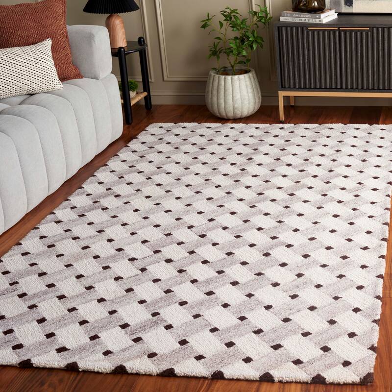 SAFAVIEH Handmade Genre Sakura Mid-Century Modern Wool Rug - 8' x 10' - Ivory/Brown
