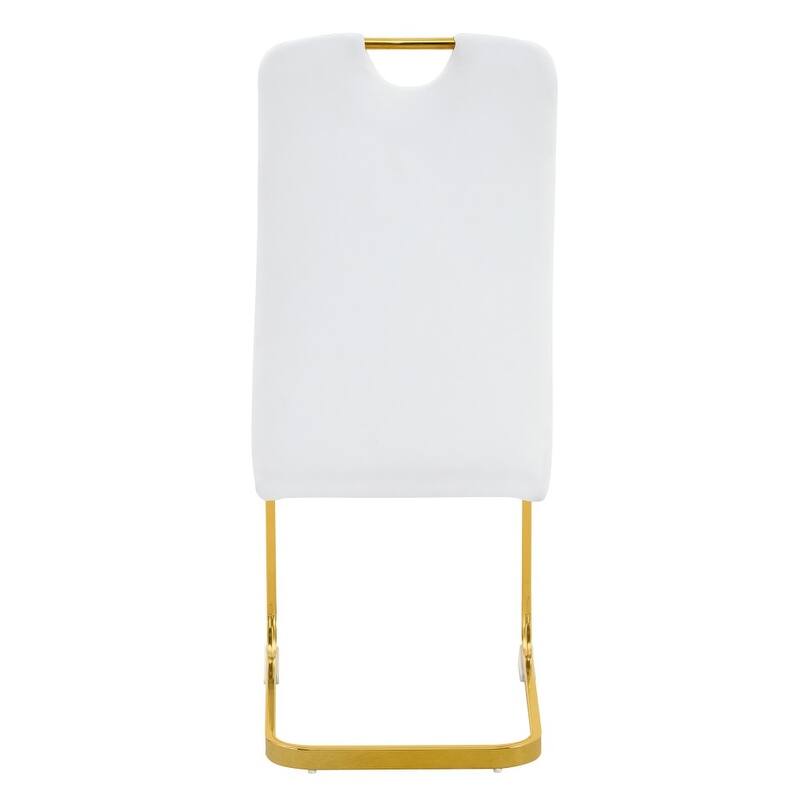 Set of 4, 15.7" PU Upholstered Dining Chairs with Golden Metal Legs